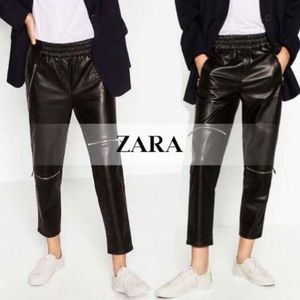 Zara faux leather joggers sz L